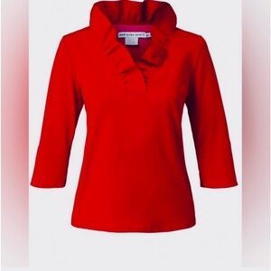 Gretchen Scott Red Ruffle Top XS Retail $109
